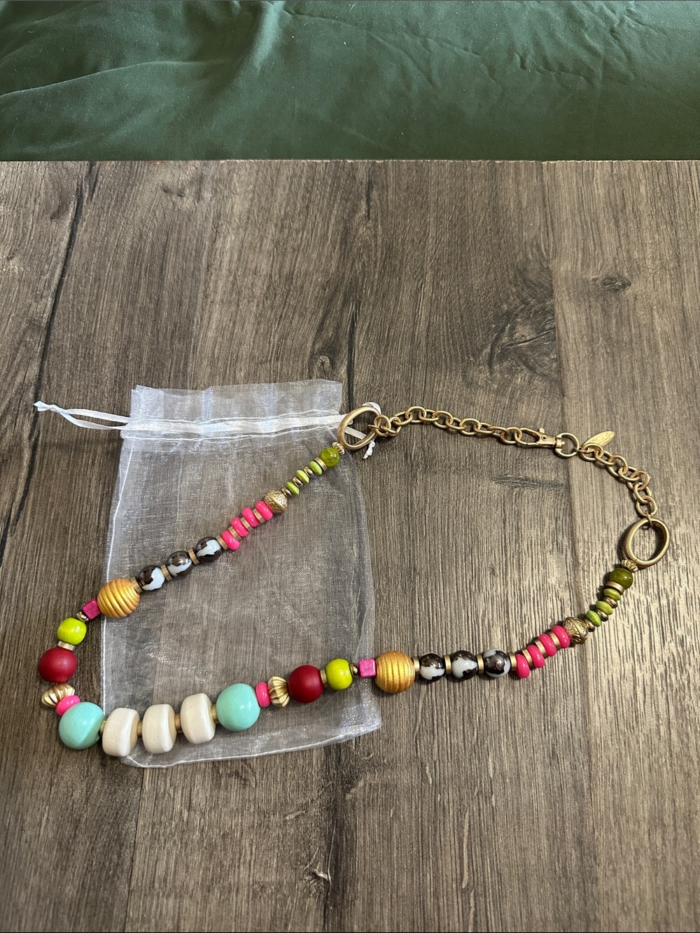 Plunder Multicolor Beaded Statement Necklace - Turquoise, Pink & Gold Accents